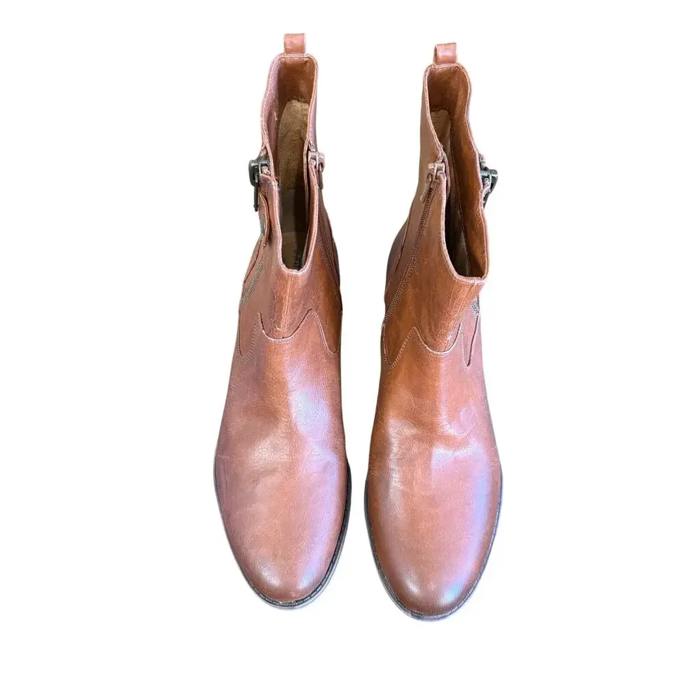 Naturalizer Boots Jacklyn Size 9.5 Tan Zip Ankle